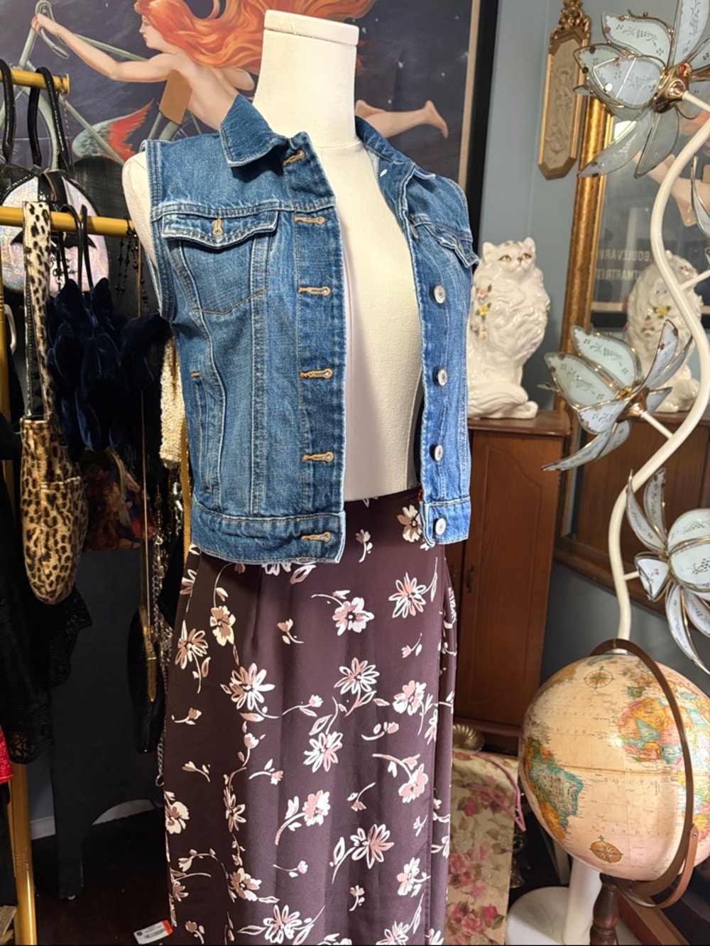 Brown Floral Print Skirt